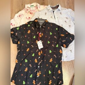 Men's Black Holiday Shirt with Gingerbread Print